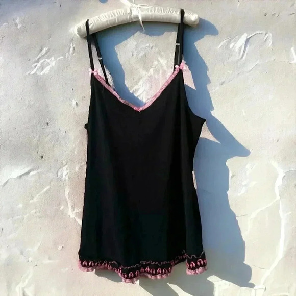 Y2K coquette black and pink frilly slip dress S/M - Picture 1 of 5